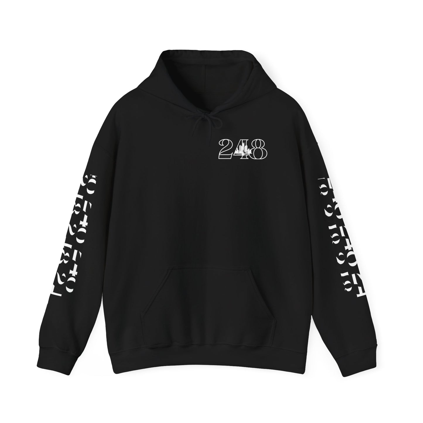 248 Skyline w Mi. Art (White Print) Hoodie Sweatshirt