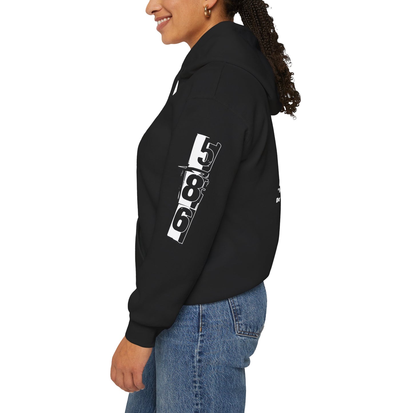 D-586 (White Print) Graphic Hoodie - Unisex Heavy Blend™