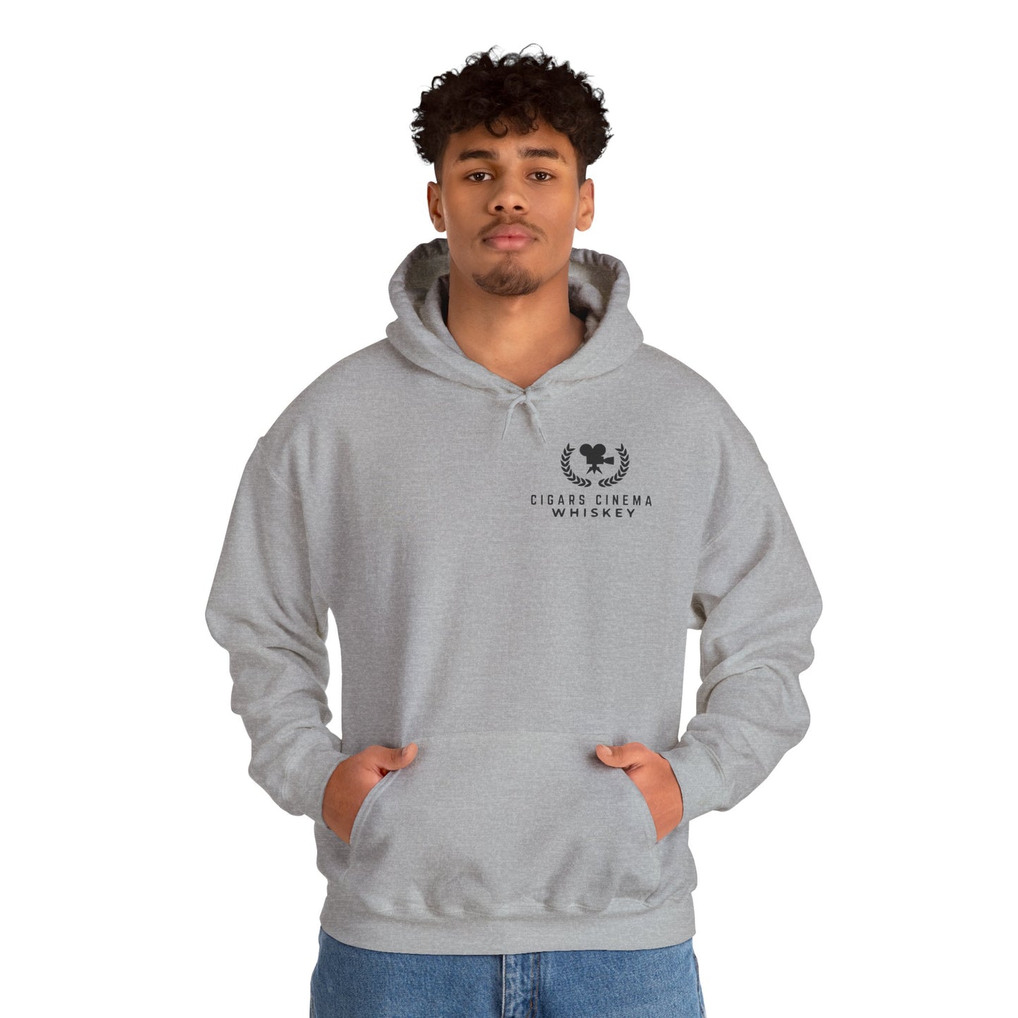 Cigars Cinema Hoodie, Cozy Unisex Sweatshirt for Film Lovers, Gift for Whiskey Enthusiasts, Perfect for Movie Nights, Holiday Apparel
