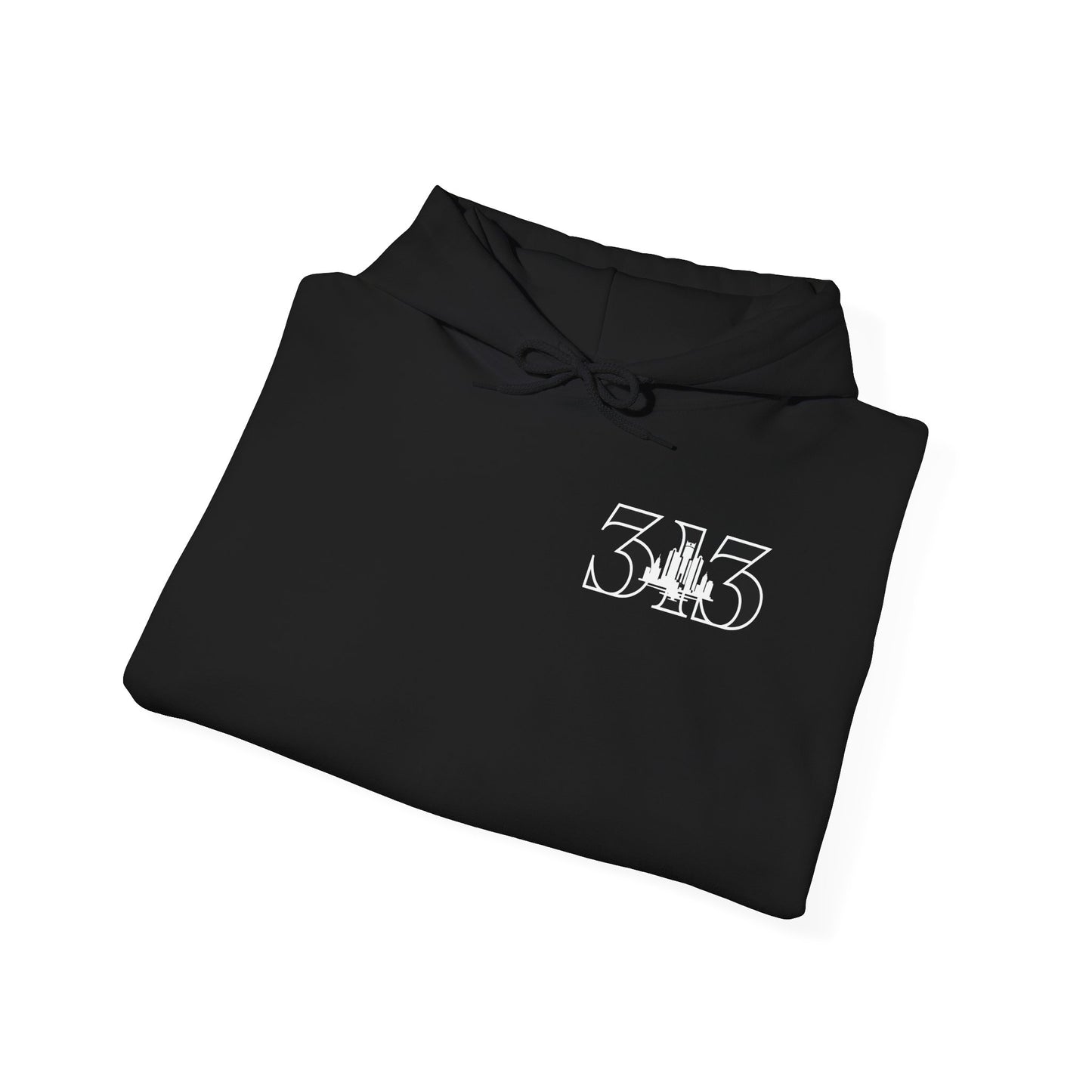 313 Skyline w Mi. Art Hoodie (White Print) Sweatshirt