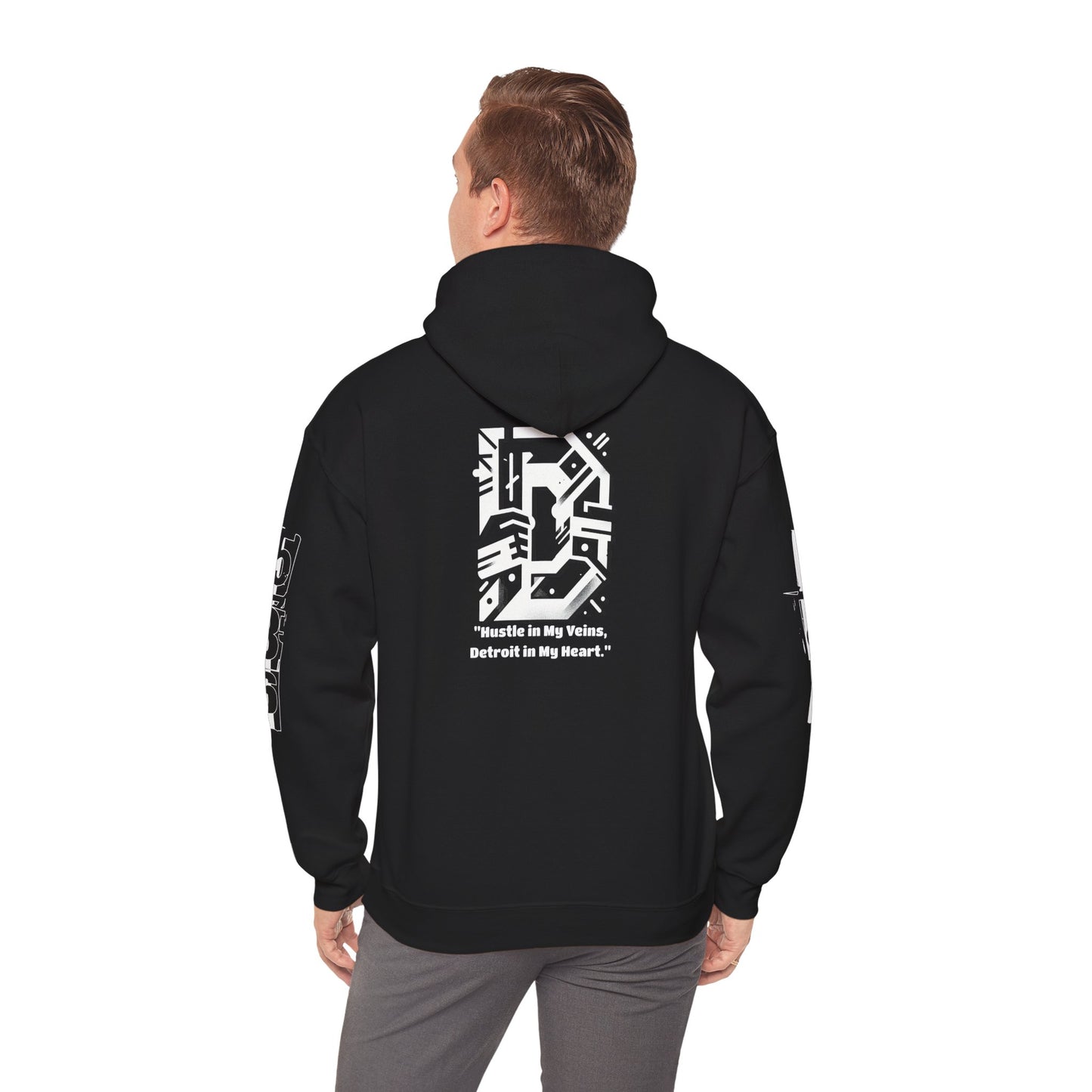 D-586 (White Print) Graphic Hoodie - Unisex Heavy Blend™