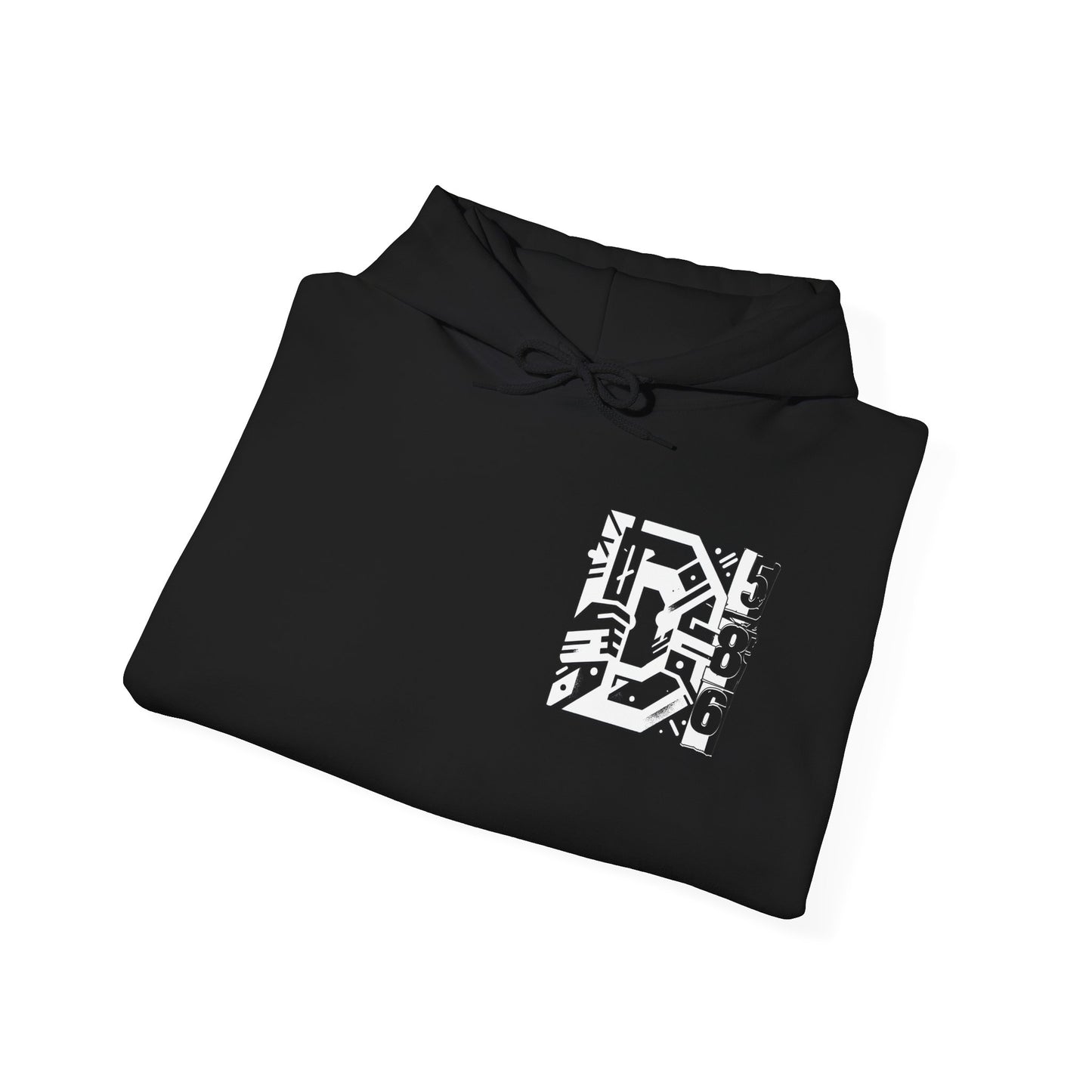 D-586 (White Print) Graphic Hoodie - Unisex Heavy Blend™
