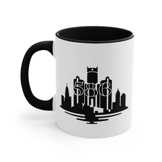 Detroit Skyline 586 - Colorful Accent 11oz Mug