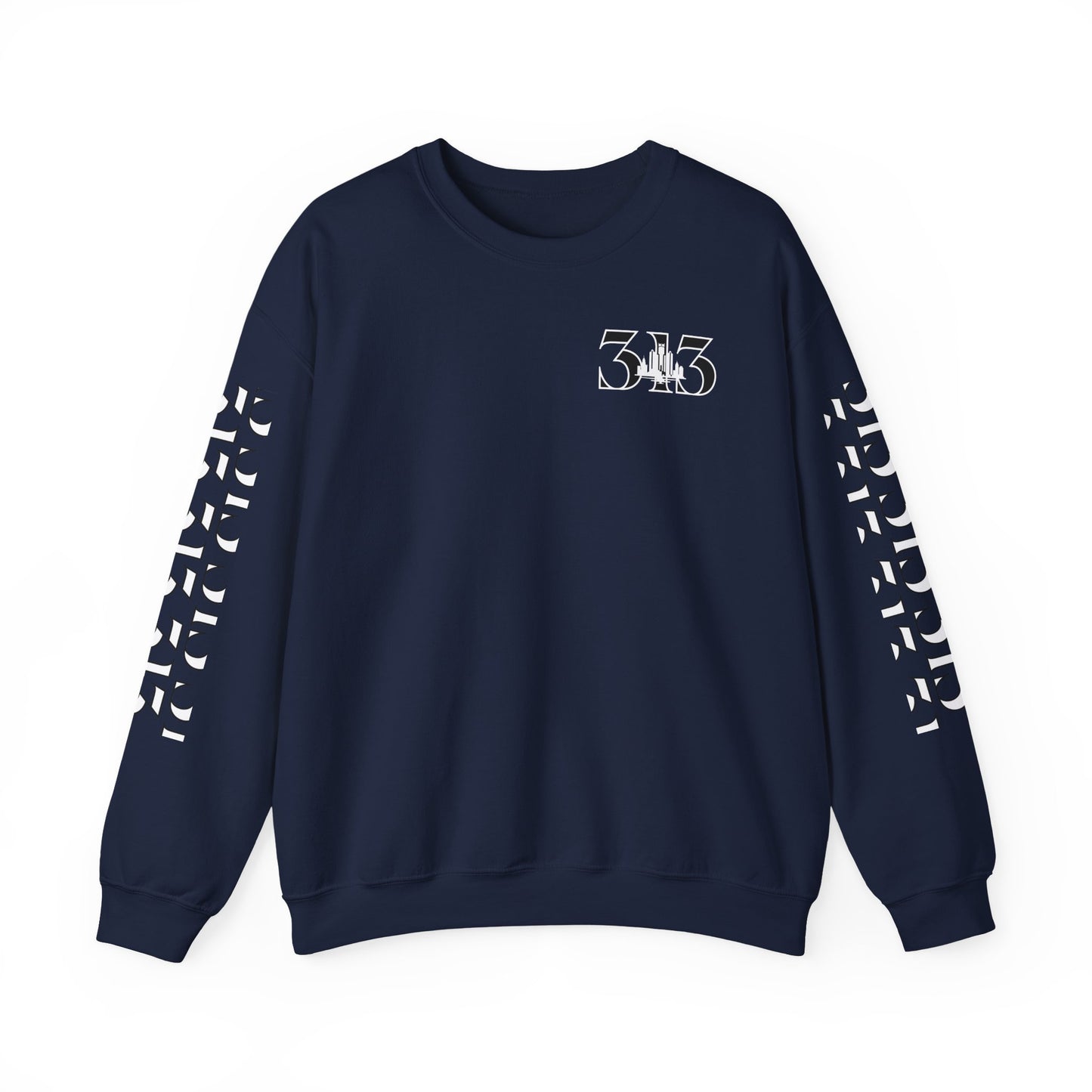 313 Skyline w Mi.Art White Logo Sweatshirt - Unisex Crewneck