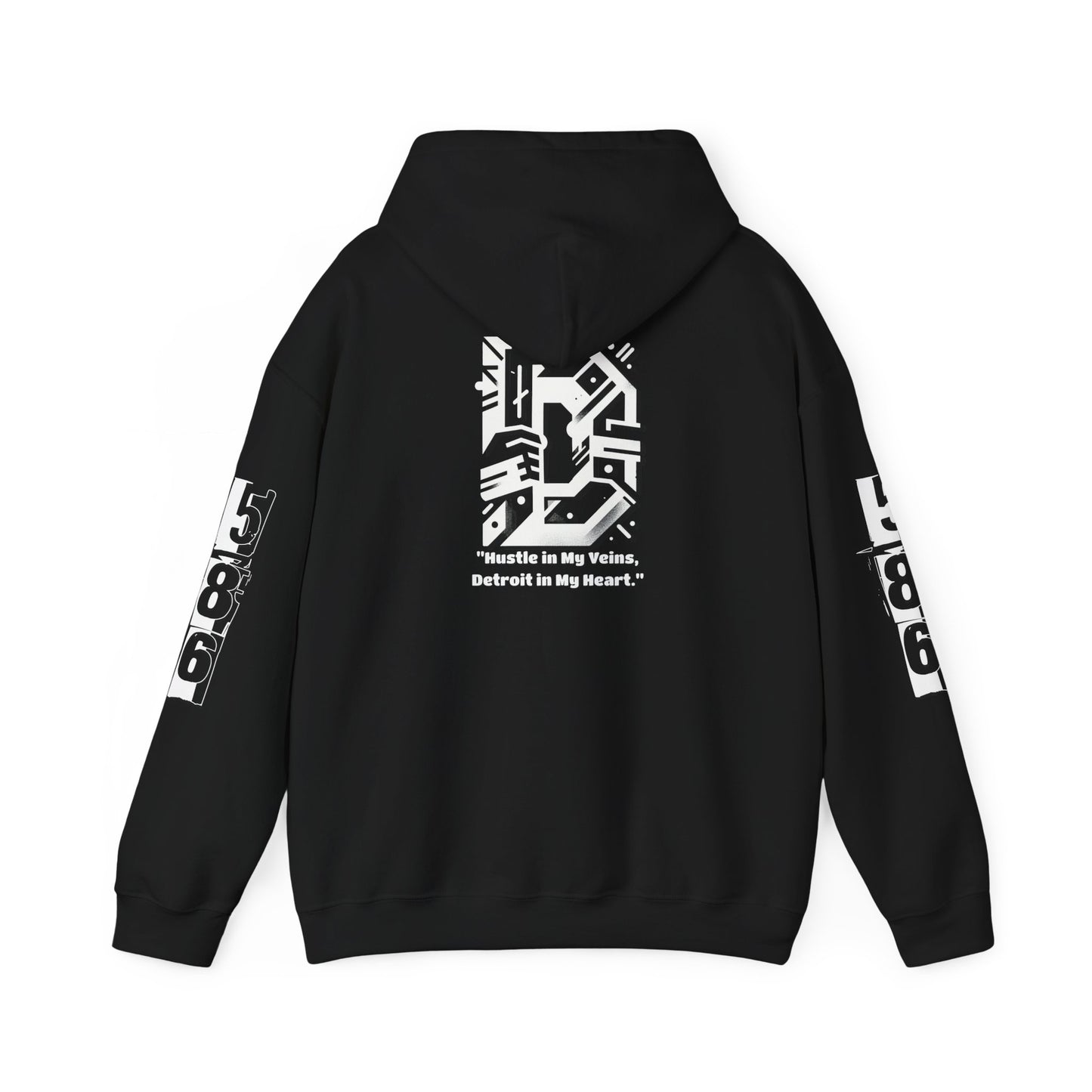 D-586 (White Print) Graphic Hoodie - Unisex Heavy Blend™