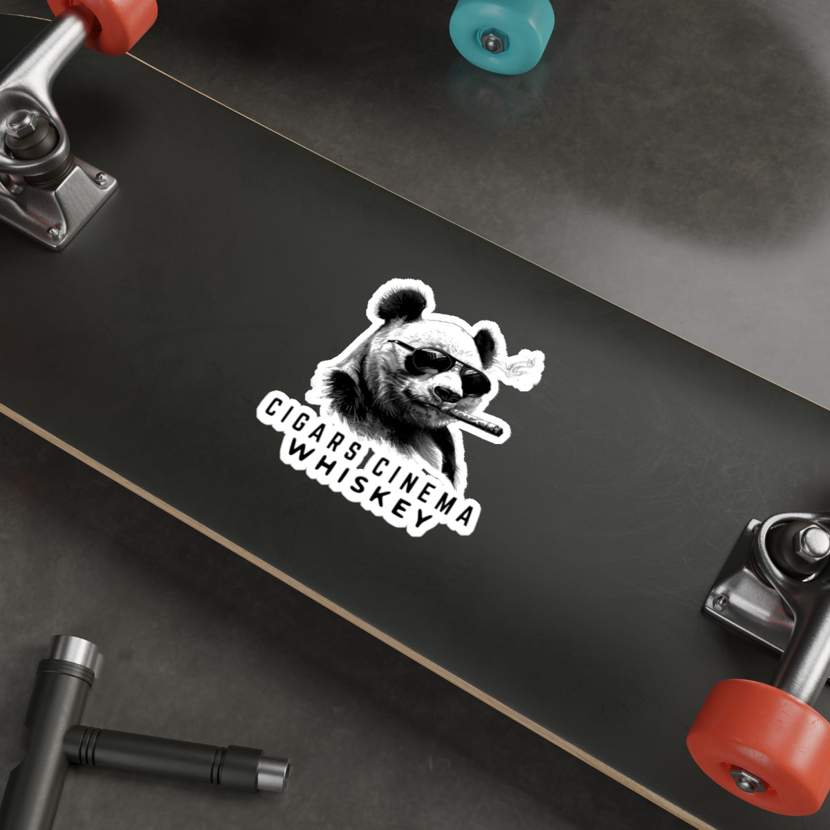Chill Panda Whiskey Stickers, Fun Die-Cut Stickers for Cigar Lovers, Laptop Decals, Unique Gifts for Whiskey Drinkers