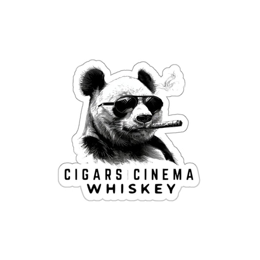 Chill Panda Whiskey Stickers, Fun Die-Cut Stickers for Cigar Lovers, Laptop Decals, Unique Gifts for Whiskey Drinkers