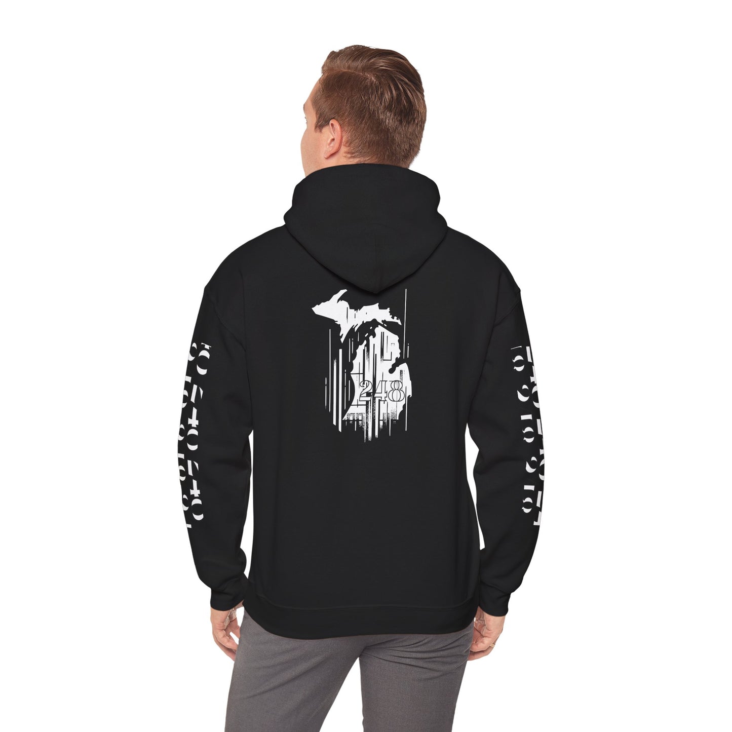 248 Skyline w Mi. Art (White Print) Hoodie Sweatshirt