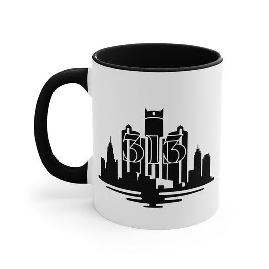 Detroit Skyline 313 - Colorful Accent 11oz Mug
