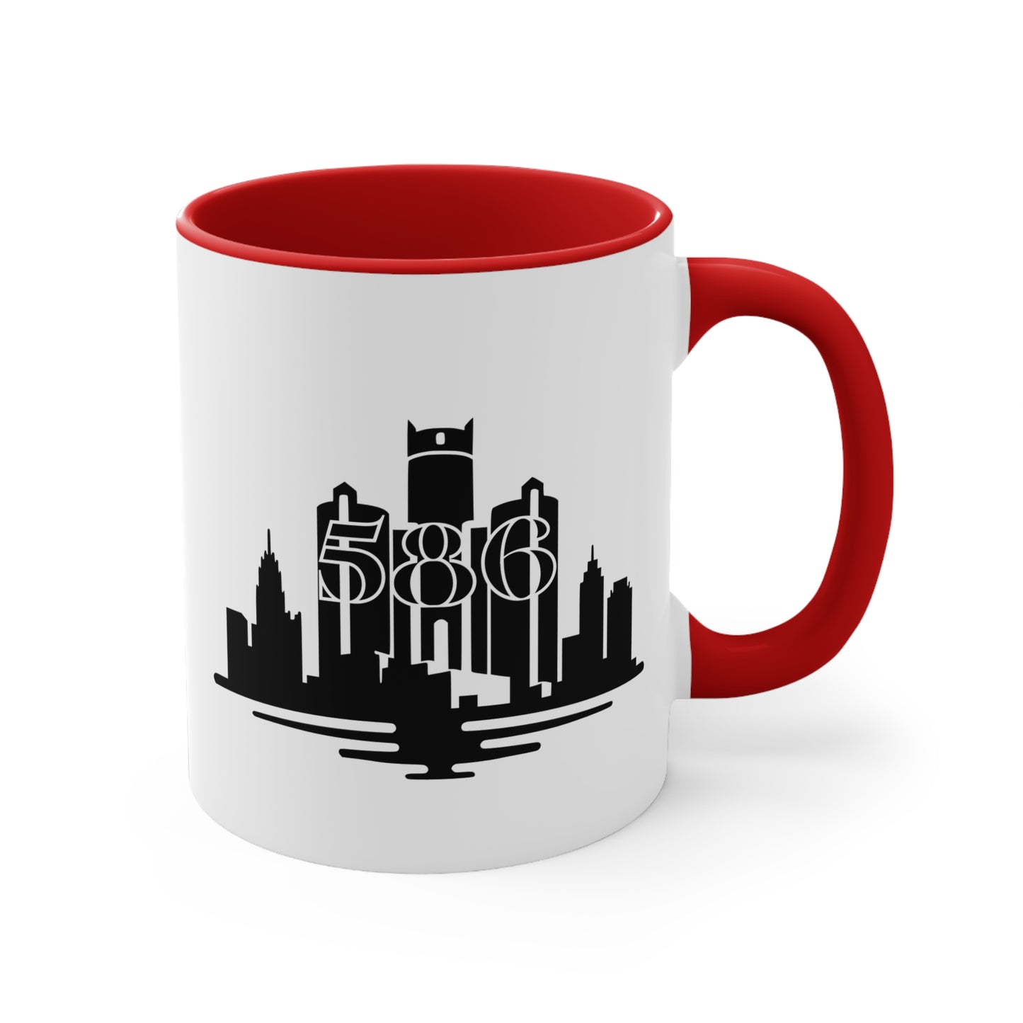 Detroit Skyline 586 - Colorful Accent 11oz Mug