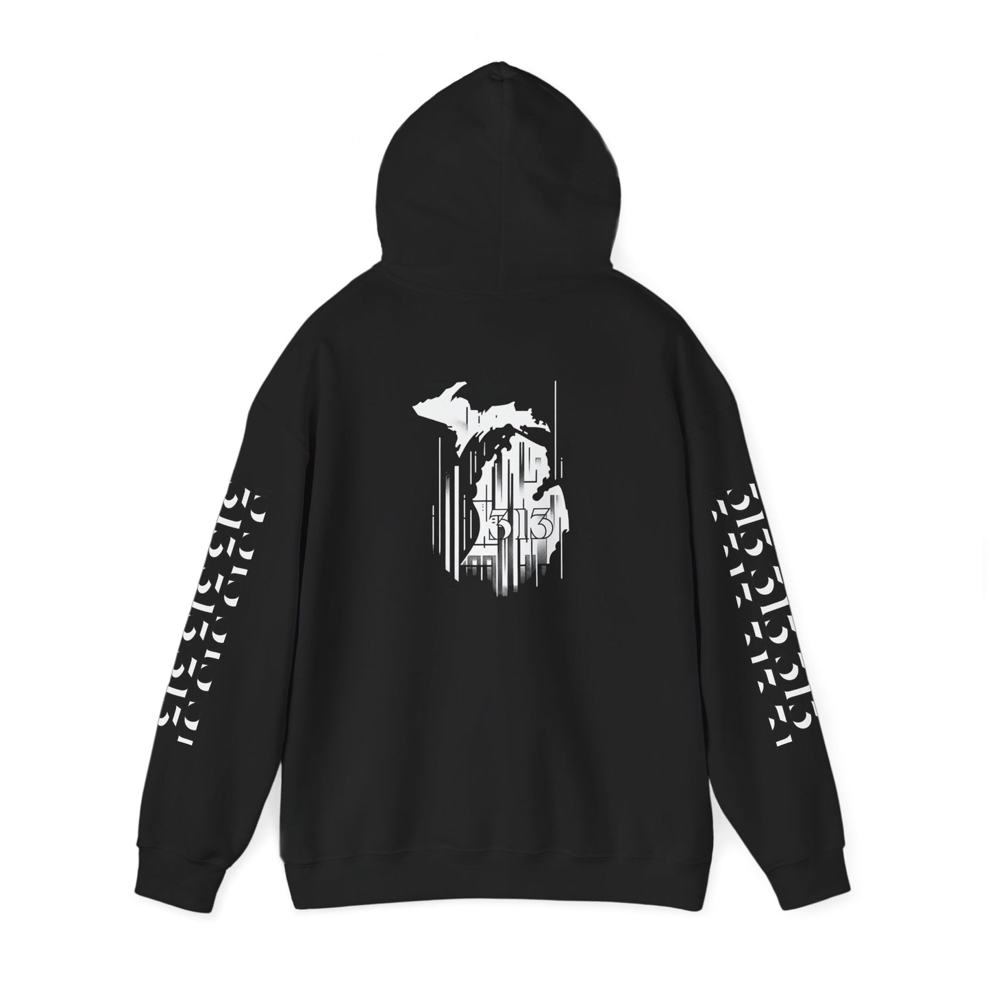 313 Skyline w Mi. Art Hoodie (White Print) Sweatshirt