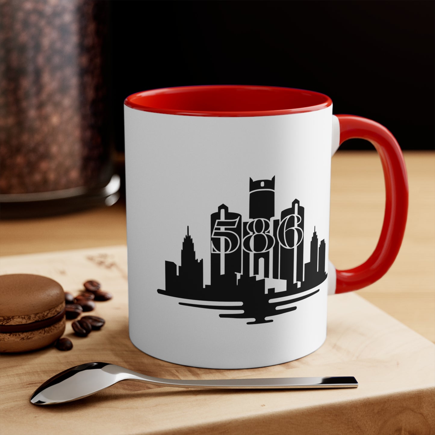 Detroit Skyline 586 - Colorful Accent 11oz Mug