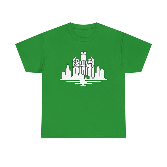Detroit Skyline 248 (White Print) Unisex Tee