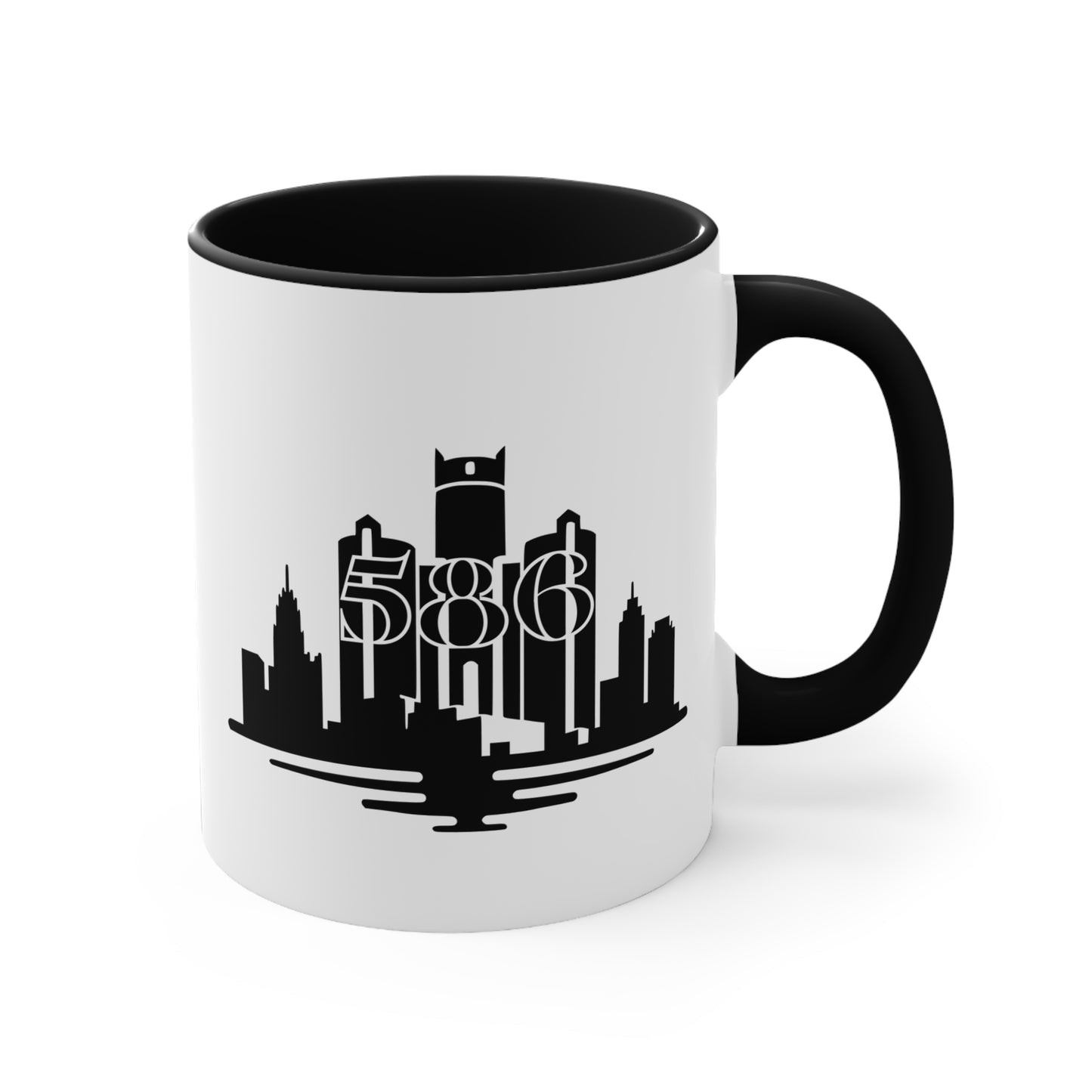 Detroit Skyline 586 - Colorful Accent 11oz Mug