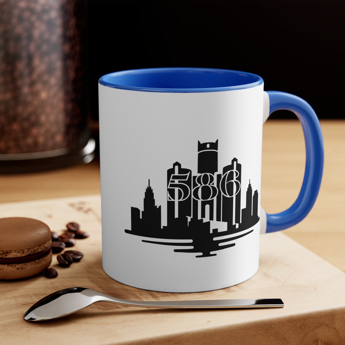 Detroit Skyline 586 - Colorful Accent 11oz Mug