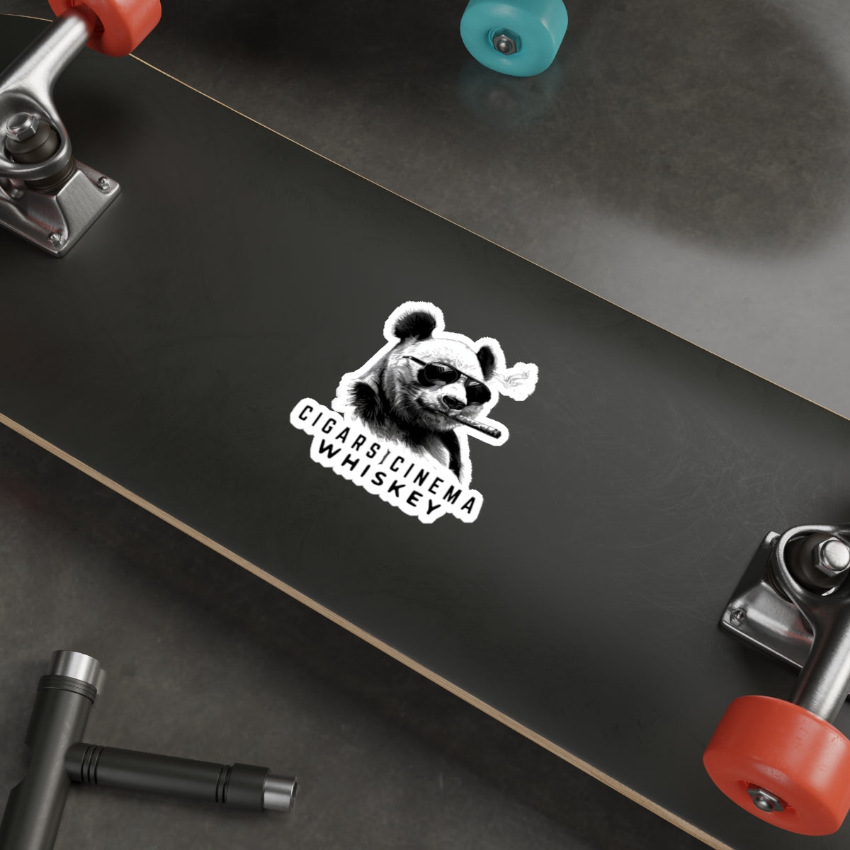 Chill Panda Whiskey Stickers, Fun Die-Cut Stickers for Cigar Lovers, Laptop Decals, Unique Gifts for Whiskey Drinkers