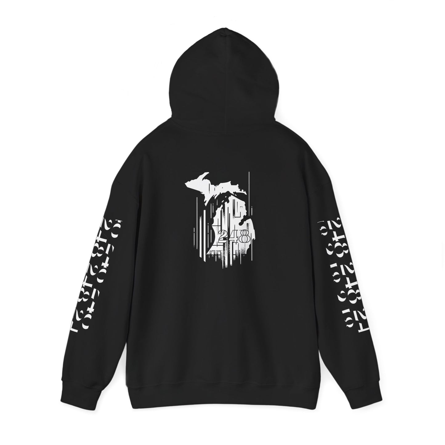 248 Skyline w Mi. Art (White Print) Hoodie Sweatshirt