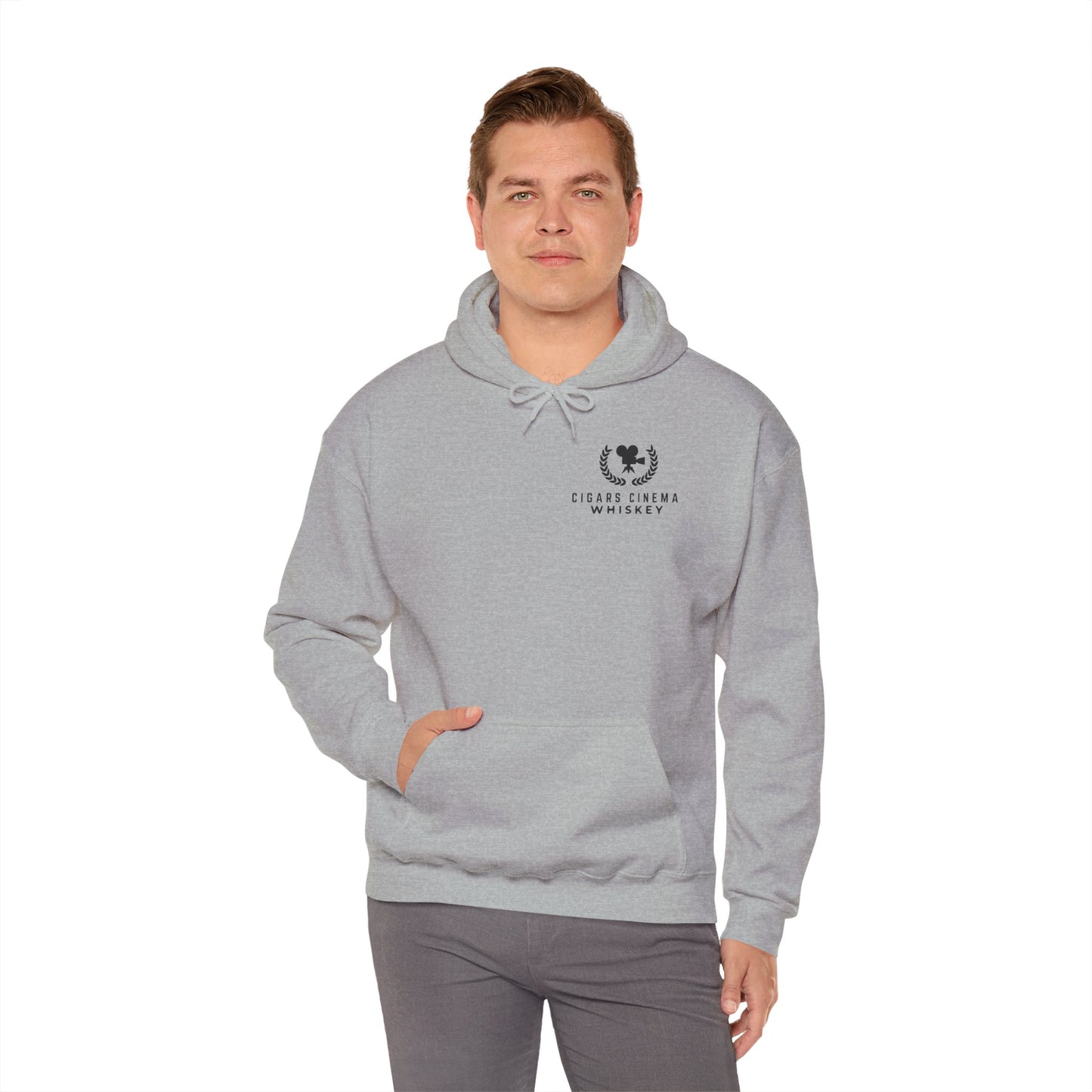 Cigars Cinema Hoodie, Cozy Unisex Sweatshirt for Film Lovers, Gift for Whiskey Enthusiasts, Perfect for Movie Nights, Holiday Apparel
