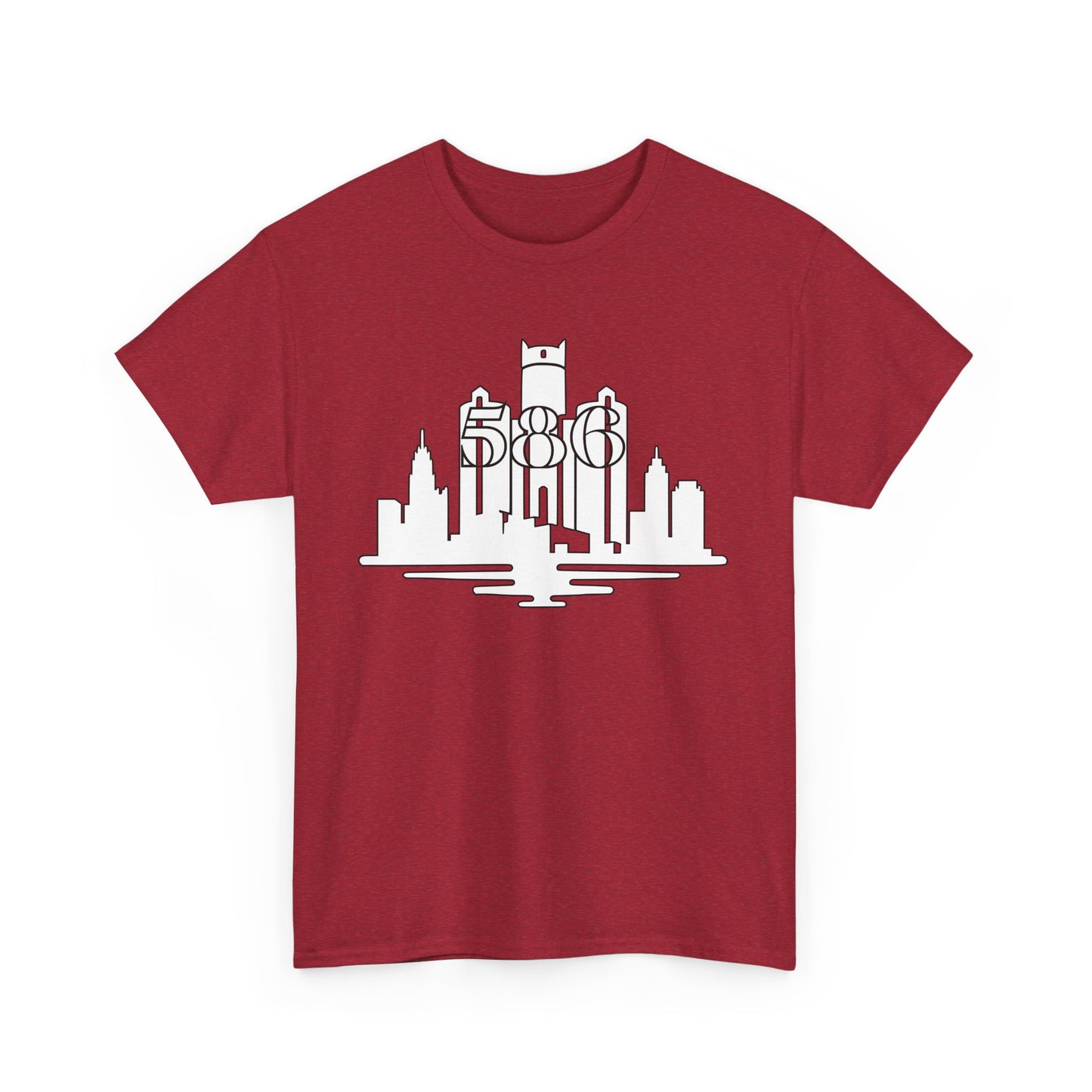 Detroit Skyline 586 (White Print) Unisex Tee
