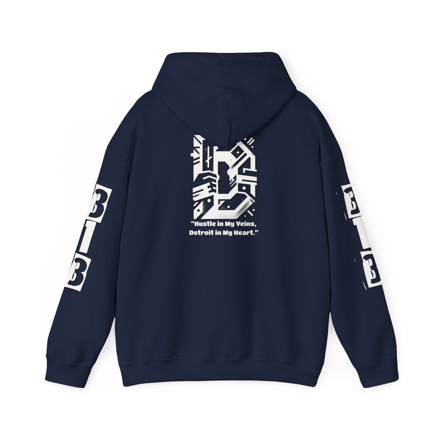 D-313 Graphic Hoodie (White Print) - Unisex Heavy Blend™