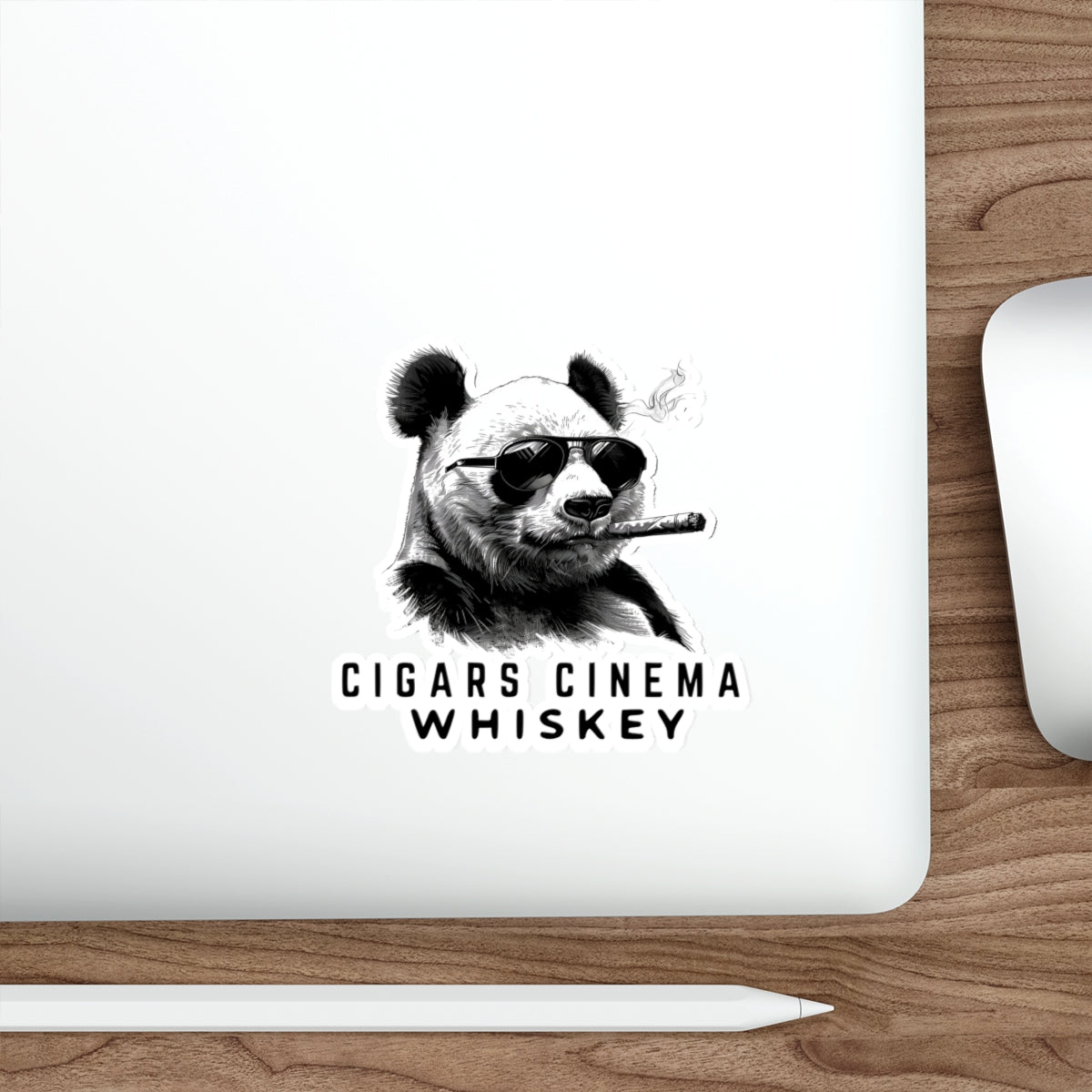 Chill Panda Whiskey Stickers, Fun Die-Cut Stickers for Cigar Lovers, Laptop Decals, Unique Gifts for Whiskey Drinkers