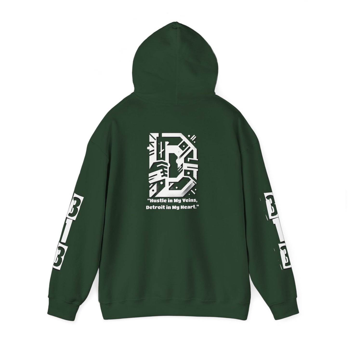 D-Hard 313 Detroit Hustle Hoodie (White Print)