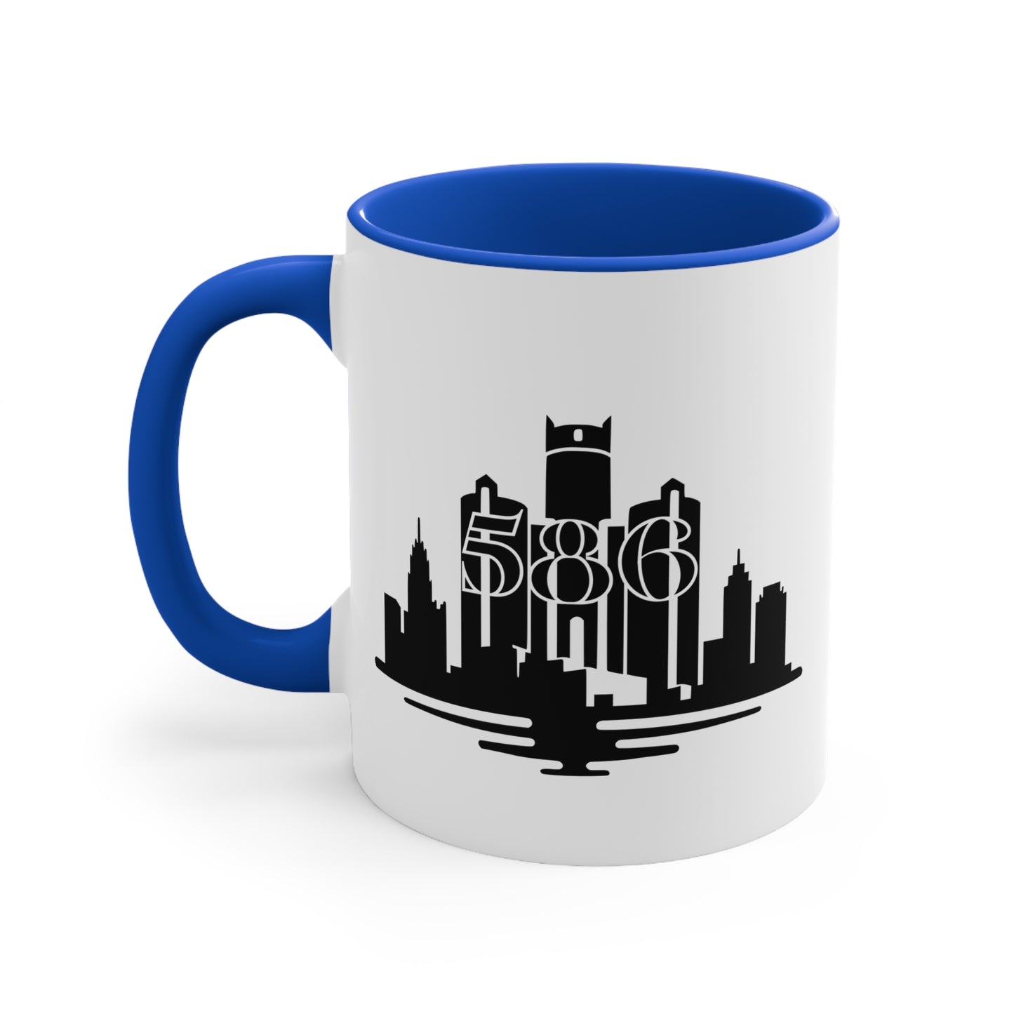 Detroit Skyline 586 - Colorful Accent 11oz Mug