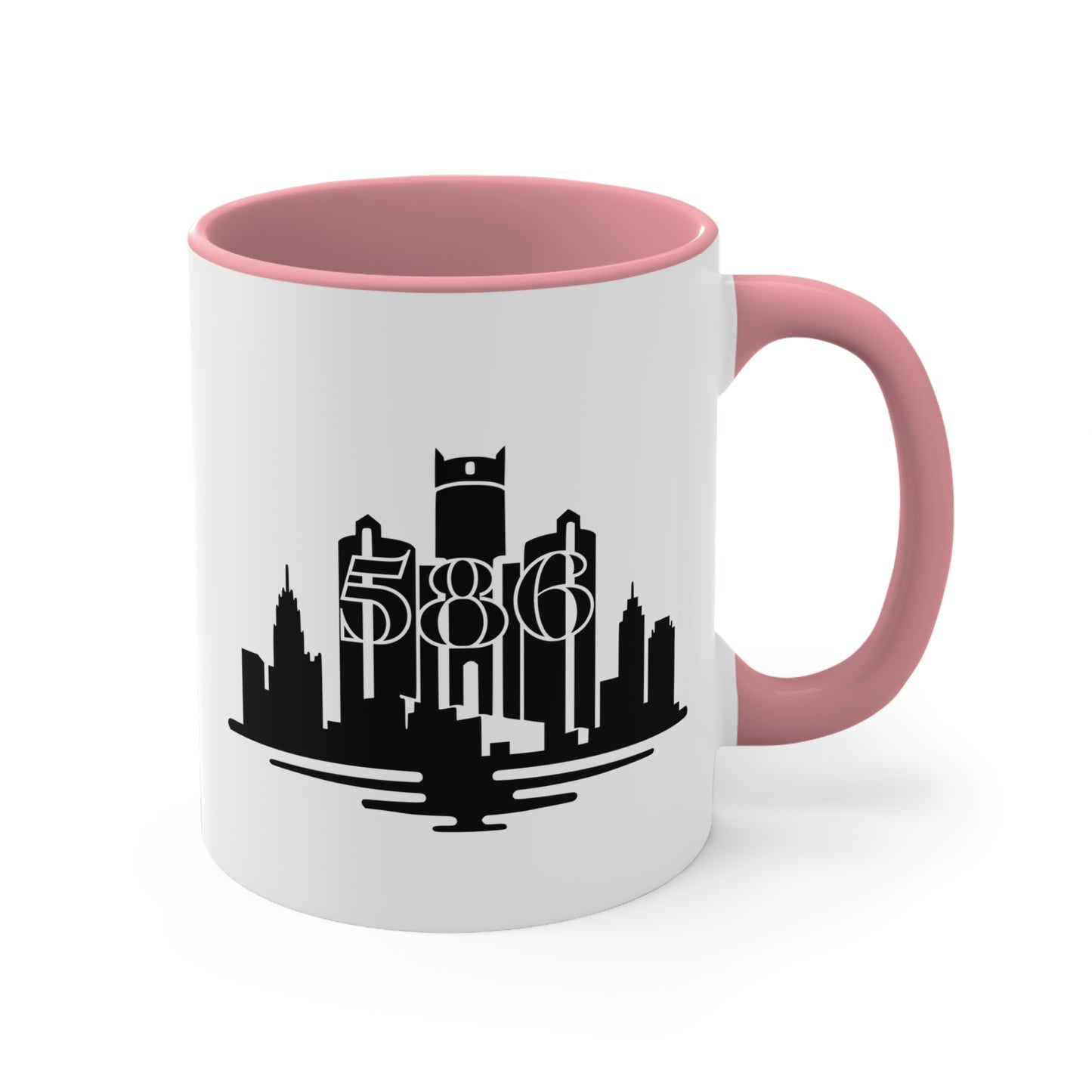 Detroit Skyline 586 - Colorful Accent 11oz Mug
