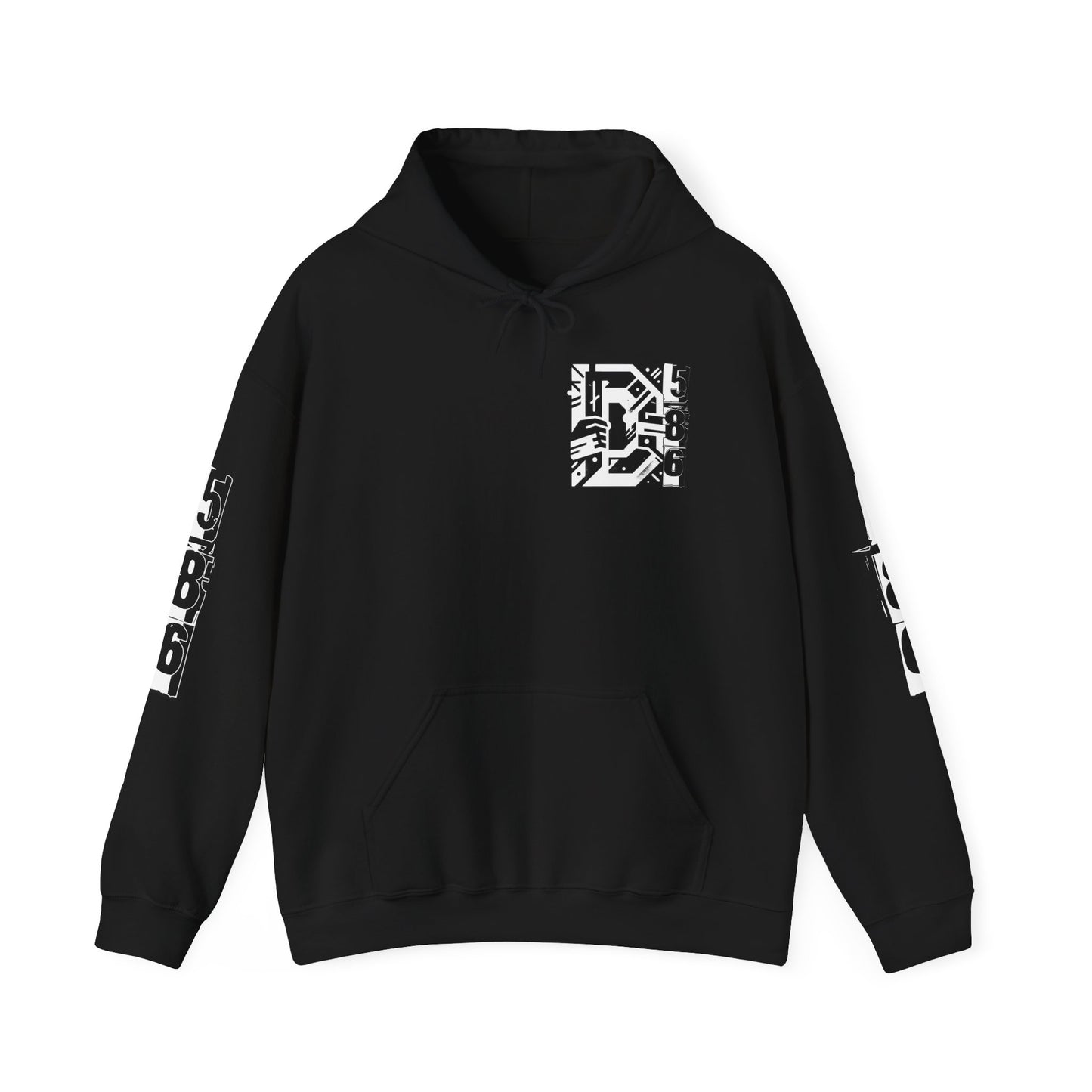 D-586 (White Print) Graphic Hoodie - Unisex Heavy Blend™