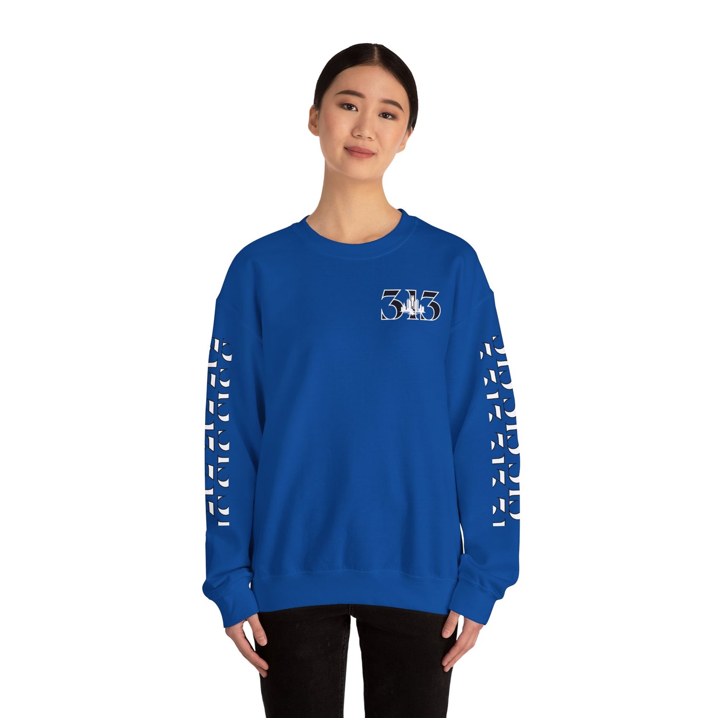 313 Skyline w Mi.Art White Logo Sweatshirt - Unisex Crewneck