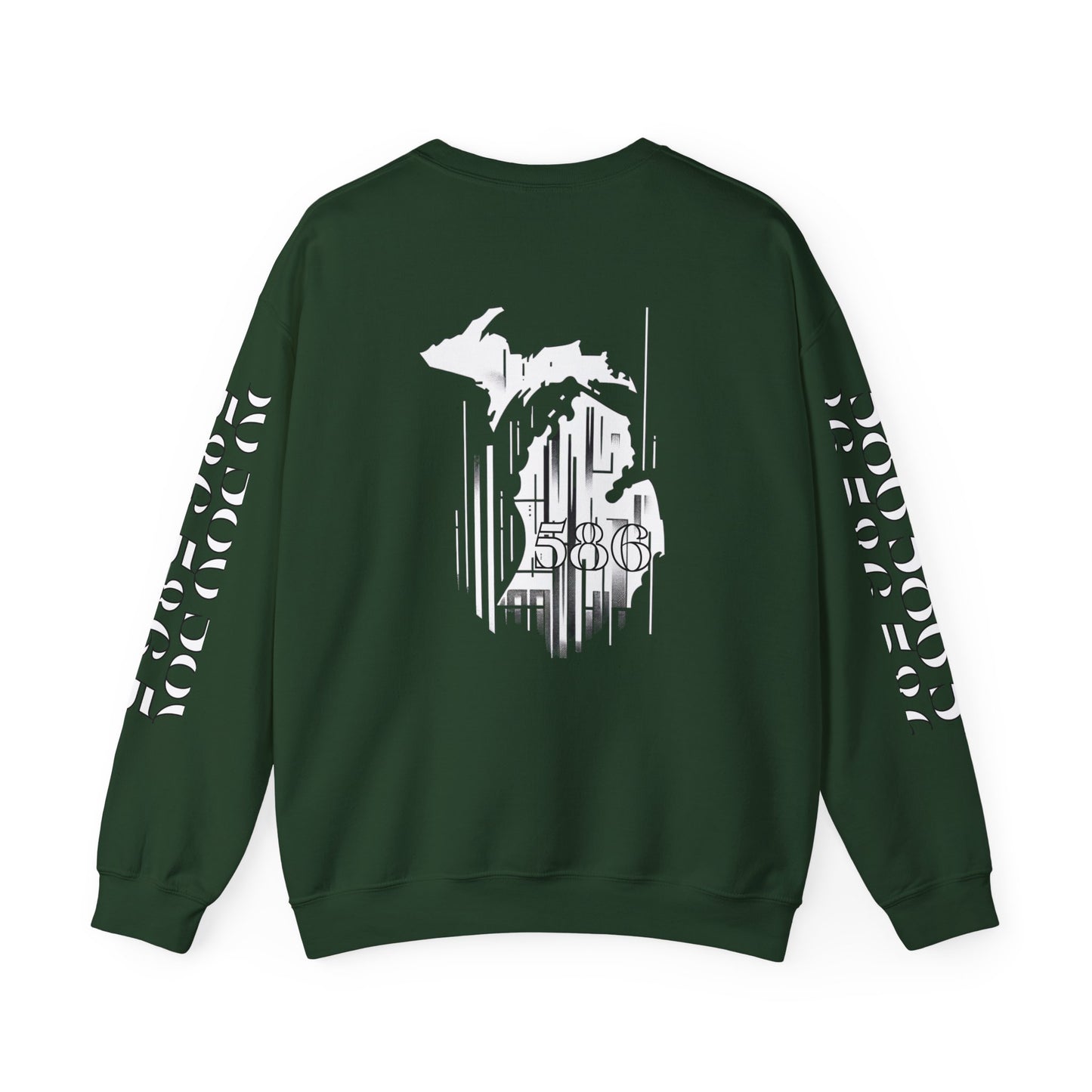 Detroit Skyline 586 w Mi.Art White Logo  Sweatshirt - Unisex Crewneck