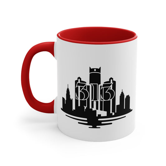 Detroit Skyline 313 - Colorful Accent 11oz Mug
