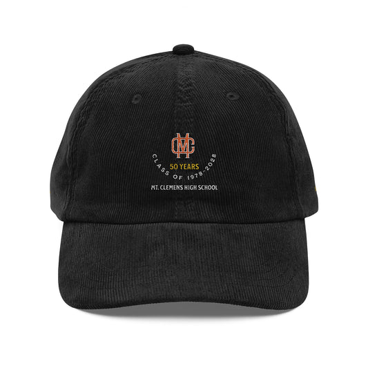 Corduroy Dad Cap — Vintage Embroidered Crest "50 Years"