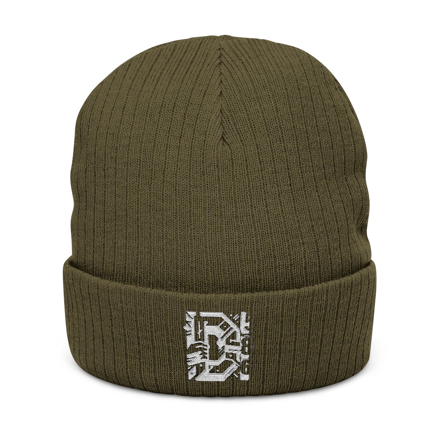 D-Hard 586 Beanie Beanie (White)  Embroidered
