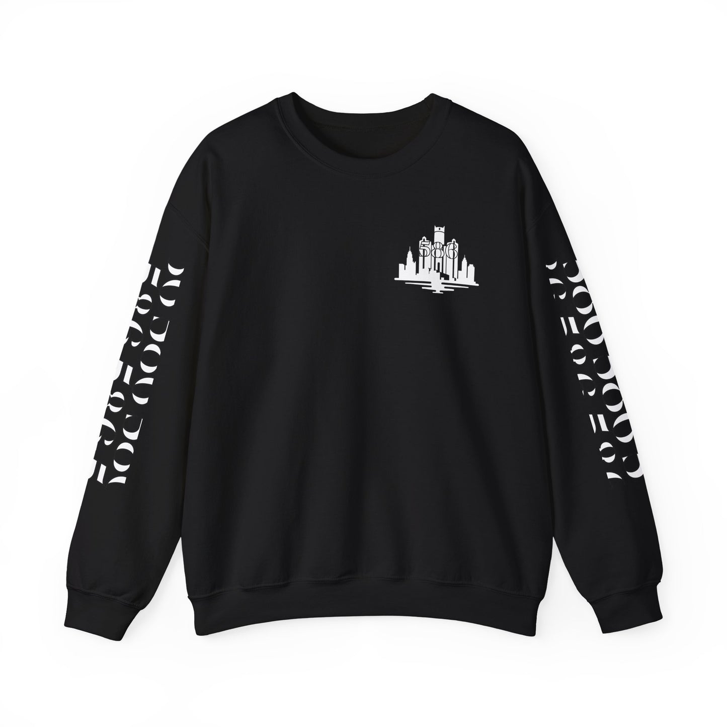 Detroit Skyline 586 w Mi.Art White Logo  Sweatshirt - Unisex Crewneck