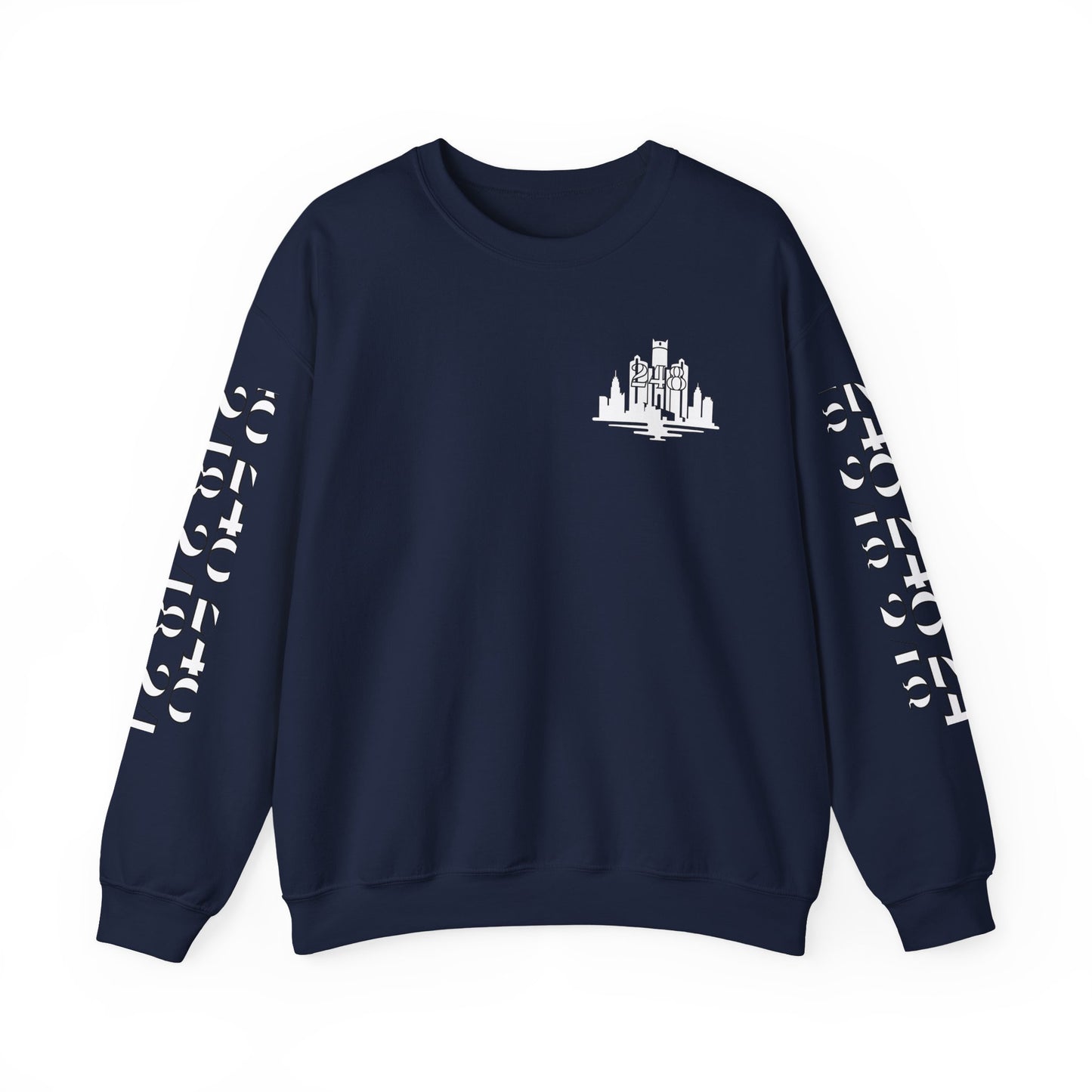 Detroit Skyline 248 w Mi.Art White Logo  Sweatshirt - Unisex Crewneck