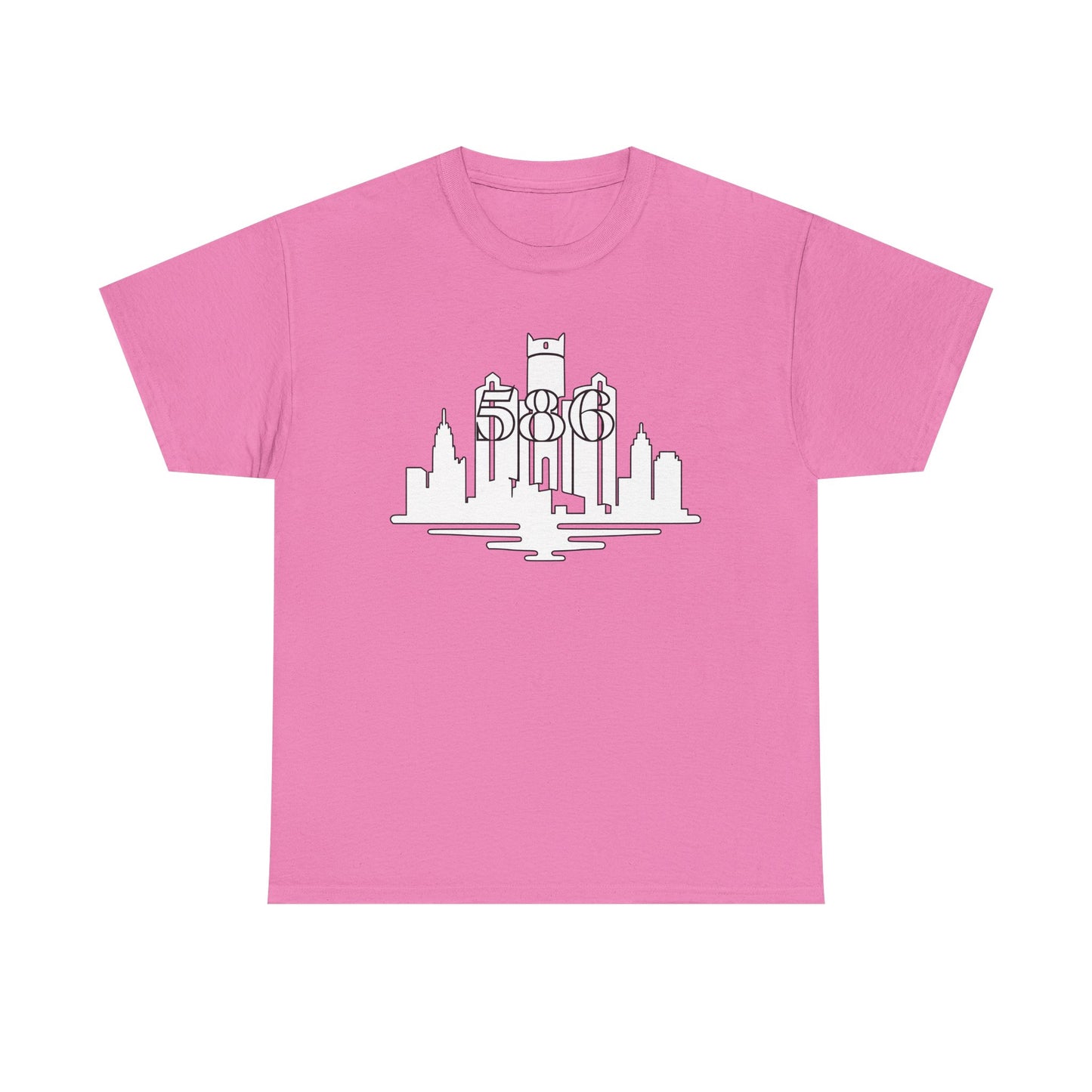 Detroit Skyline 586 (White Print)  Unisex Tee