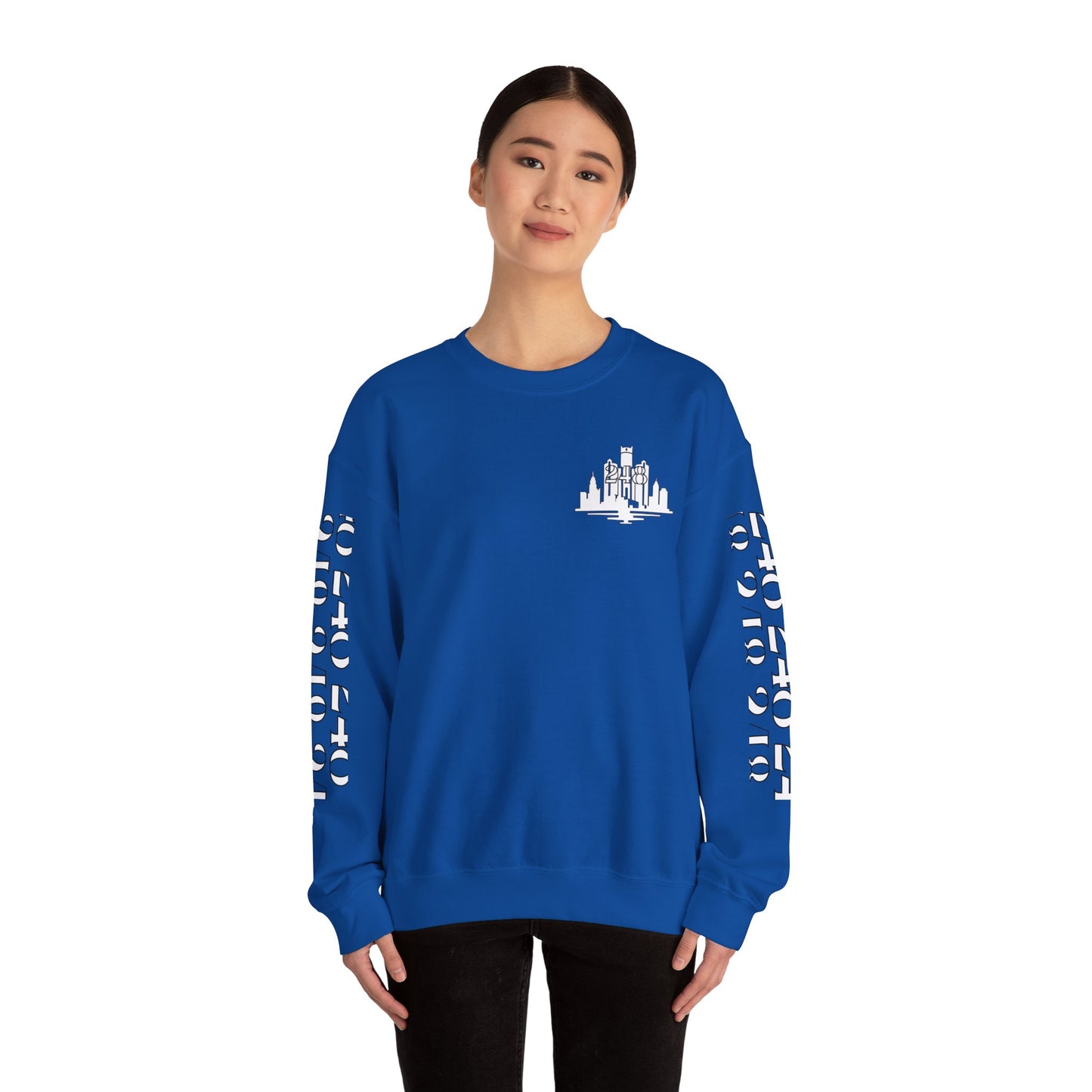 Detroit Skyline 248 w Mi.Art White Logo  Sweatshirt - Unisex Crewneck