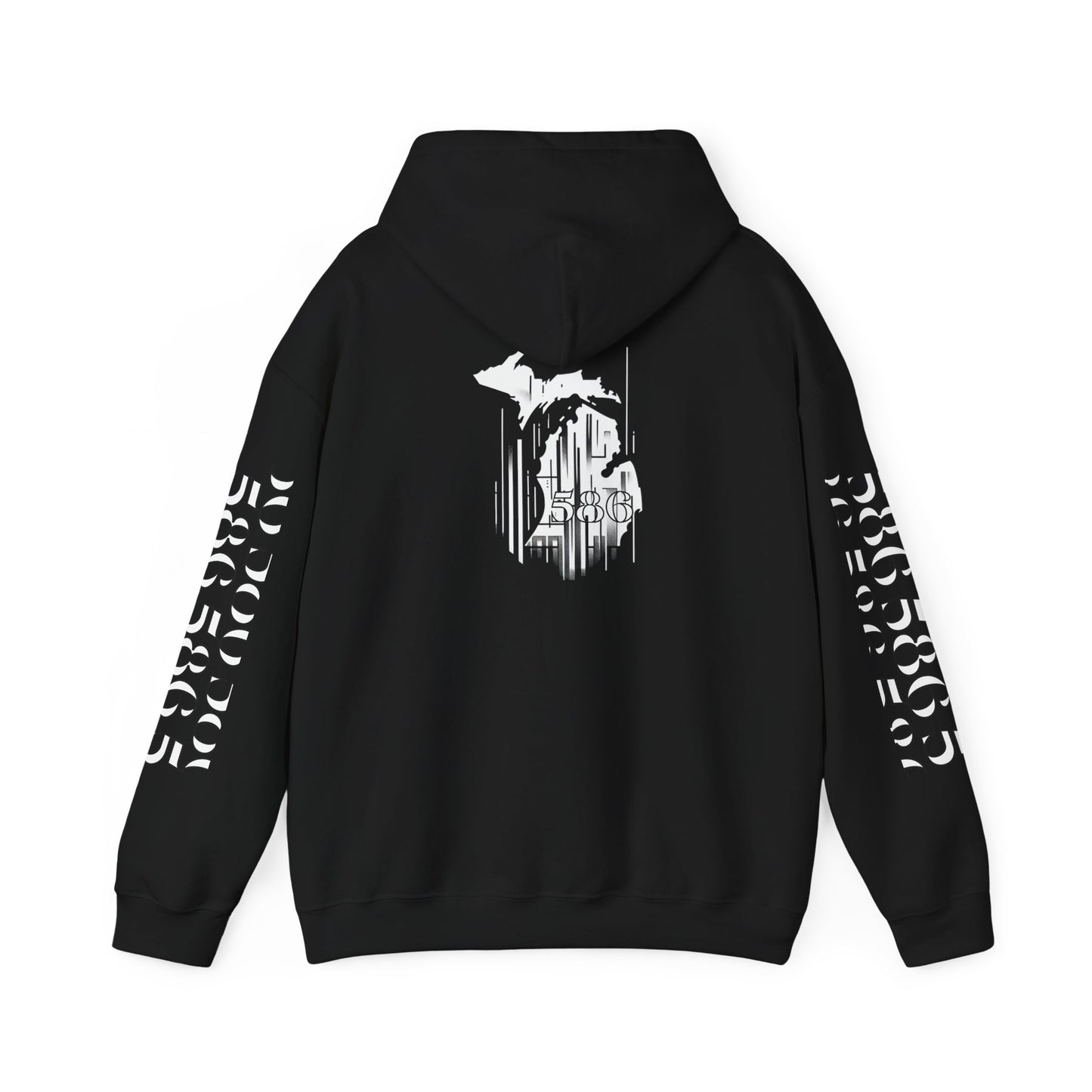 Detroit Skyline 586 w Mi Art Hoodie White Logo Sweatshirt