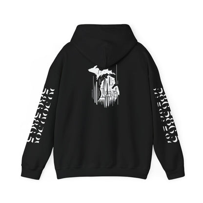 Detroit Skyline 586 w Mi Art Hoodie White Logo Sweatshirt