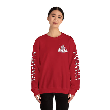 Detroit Skyline 586 w Mi Art White Logo   Unisex Sweatshirt