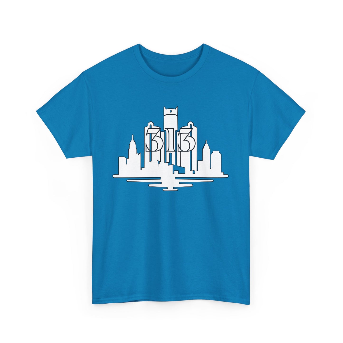 Detroit Skyline 313  (White Print)  Unisex Tee