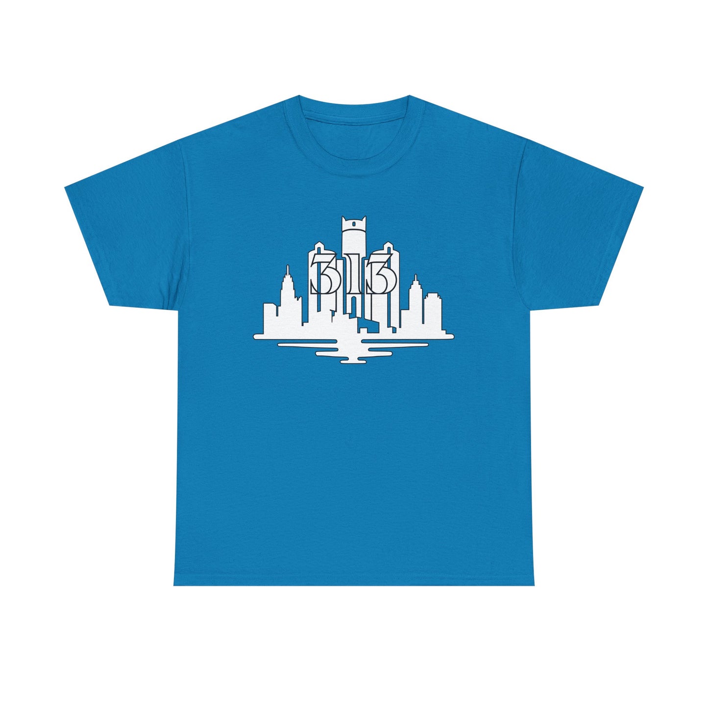 Detroit Skyline 313  (White Print)  Unisex Tee
