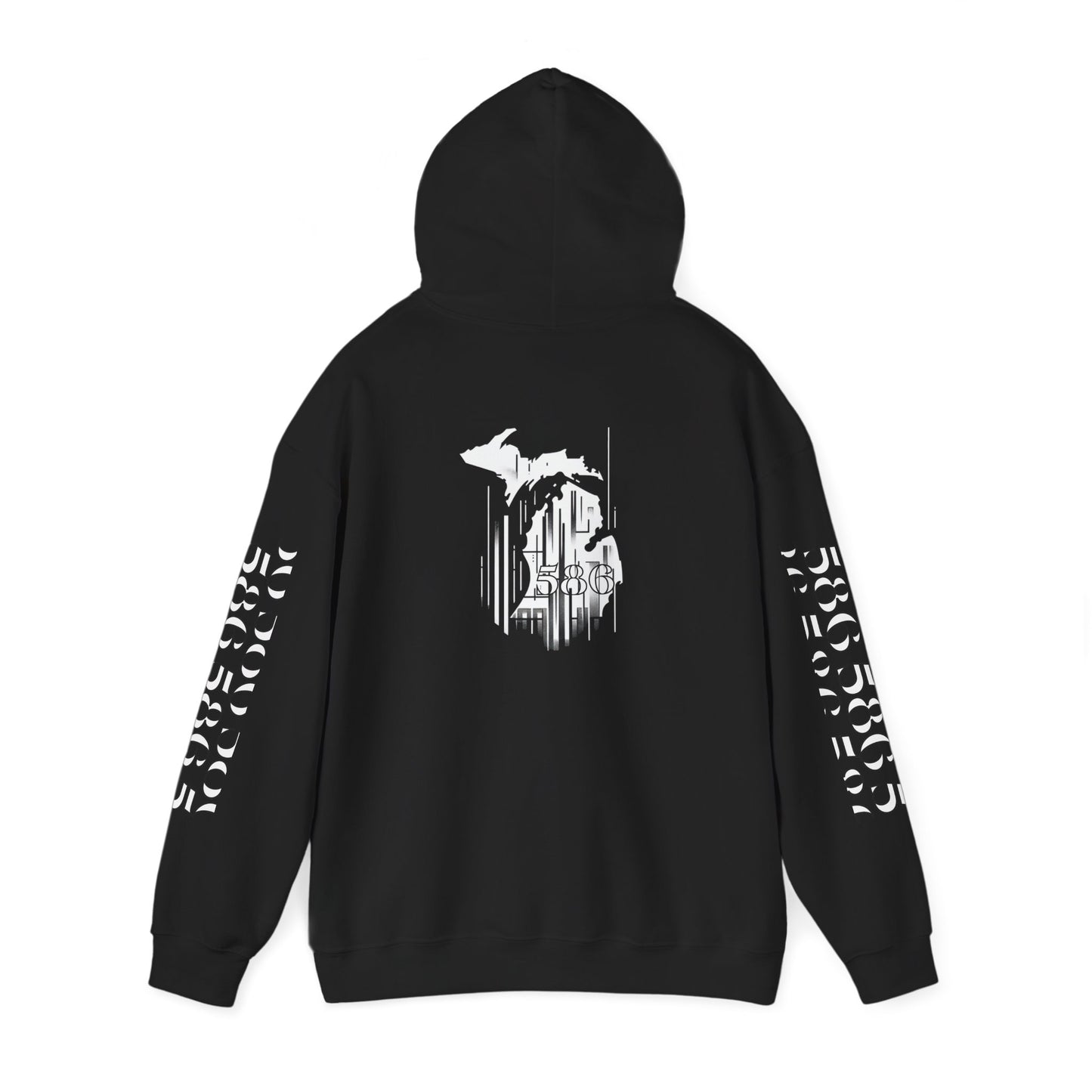Detroit Skyline 586 w Mi Art Hoodie White Logo Sweatshirt