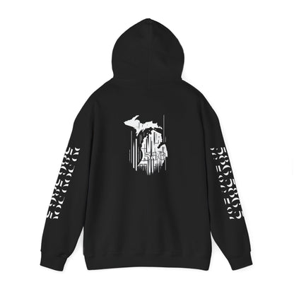 Detroit Skyline 586 w Mi Art Hoodie White Logo Sweatshirt