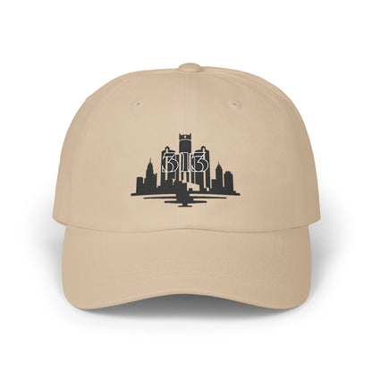 Classic Dad Cap with 313 Area Code and Skyline Design