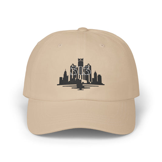 Classic Dad Cap with 313 Area Code and Skyline Design