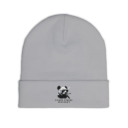 Smoking Panda embroidery beanie | Knit Beanie