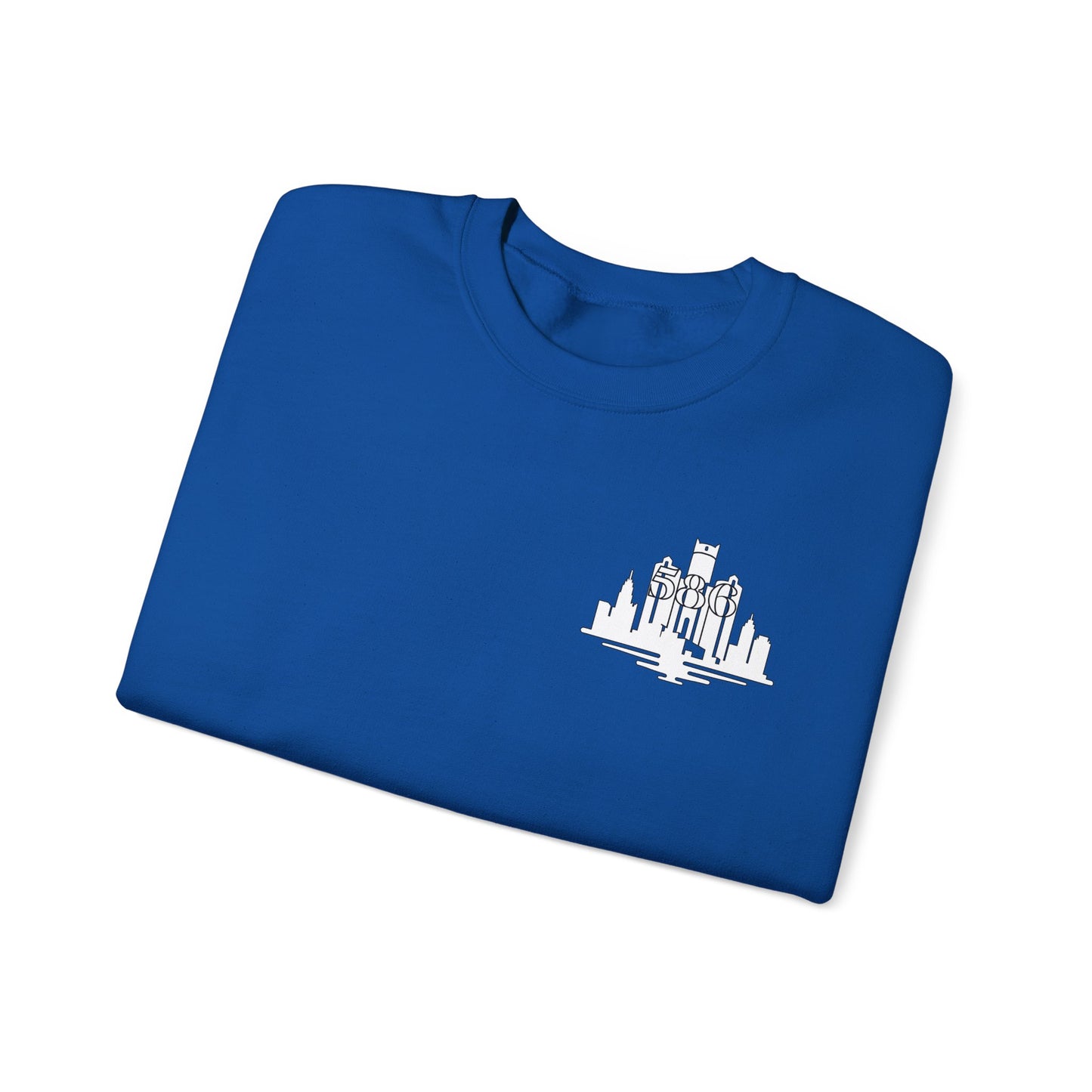 Detroit Skyline 586 w Mi Art White Logo   Unisex Sweatshirt
