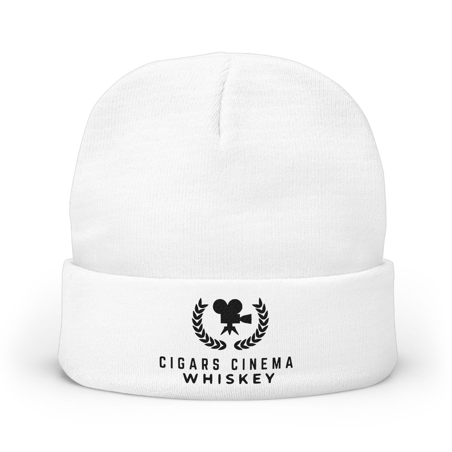Cigars Cinema Whiskey Embroidered Knit Beanie